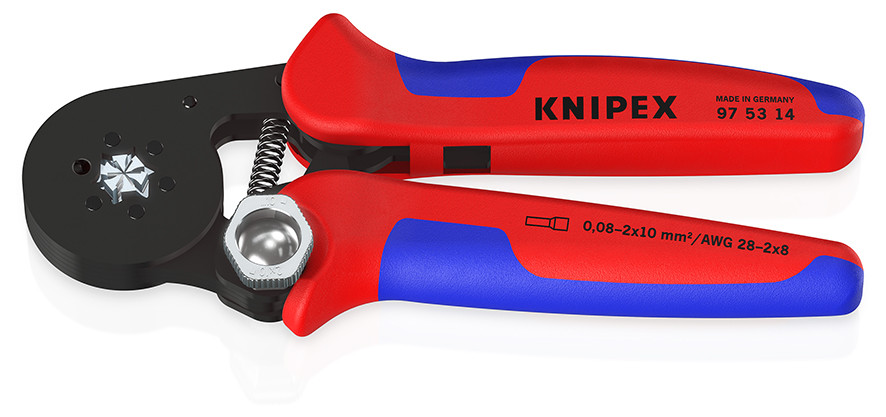 KNIPEX 97 53 14 SB clește de sertizat ferule, cu autoreglaj cu introducere laterală cu manşoane multicomponent brunat 180 mm (carton cu autoservire/în blister)