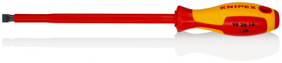 KNIPEX 98 20 10 șurubelniță pentru șuruburi cu fantă mâner izolator multicomponent, testat de VDE brunat 320 mm