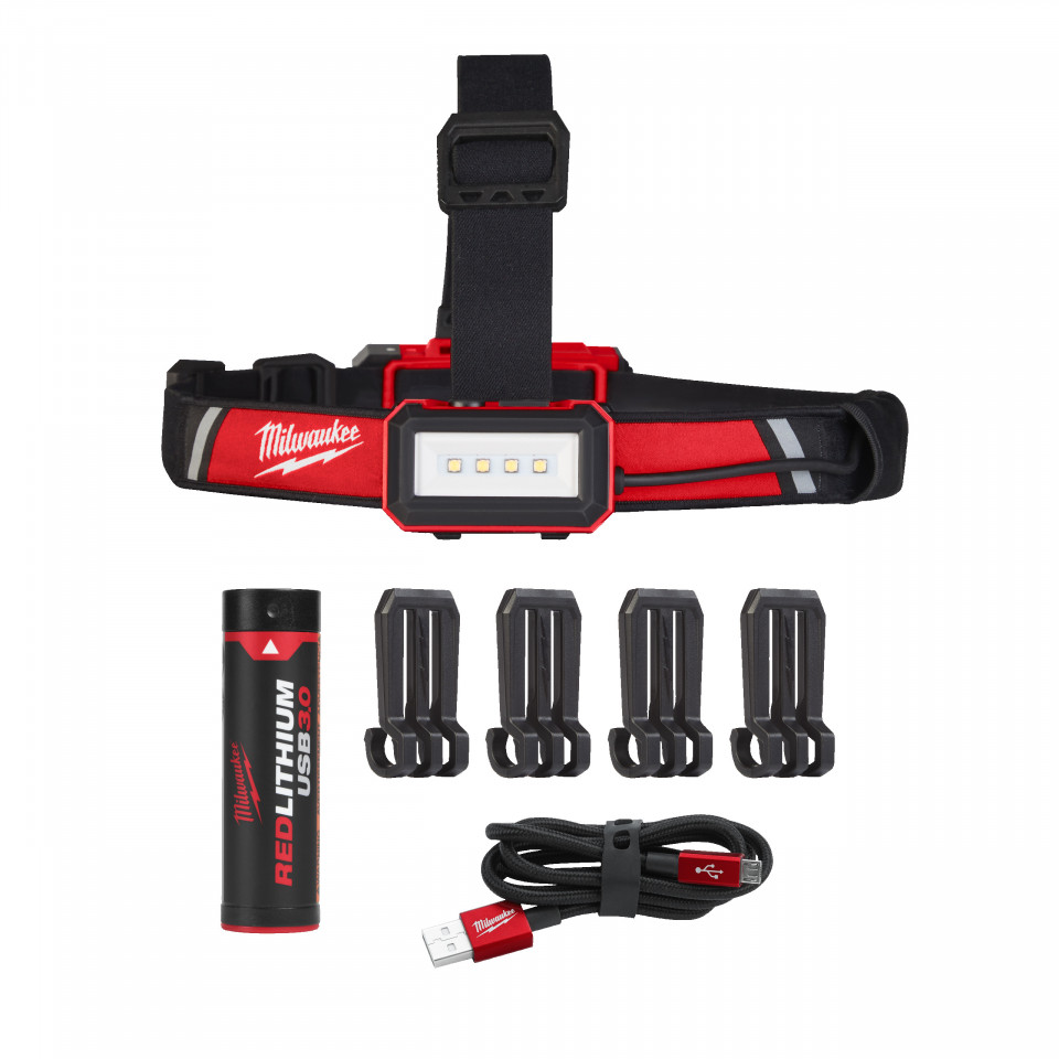 Lanternă frontală pentru cască protecție, reîncărcabilă USB L4 HLRP-301, 600 lumeni, 1 ACUMULATOR, CABLU USB