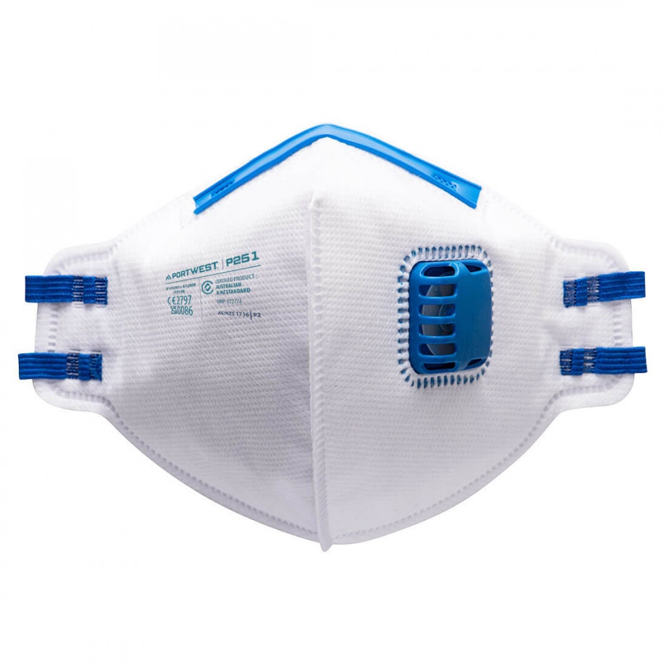 Masca de Protectie Respirator FFP2 Valved Dust Mist Fold Flat, pachet 20 buc, culoare Alb P251