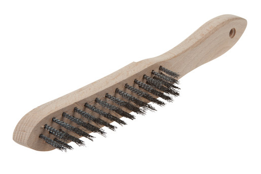 Perie de mana Wolfcraft 2723000, sarma otel ondulat 4 randuri, 280 mm, maner lemn, lungime sarma 23 mm, lungime armatura 140 mm
