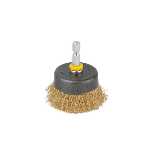 Perie de sarma Wolfcraft 2112000, tip oala, D 50 mm, tija hexagonala 1/4", lungimea sarmei 15 mm