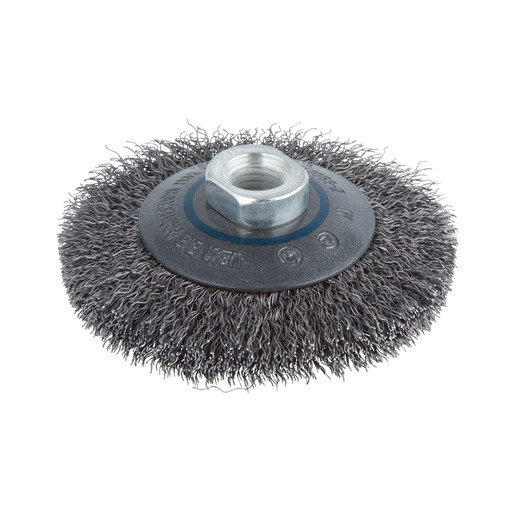 Perie Wolfcraft 2705000, tip disc conic, D 100 mm, pentru polizoare unghiulare, filet M14 sarma ondulata