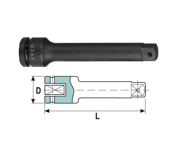 Prelungitor de impact OZAT 1/2" 1/2", 125mm