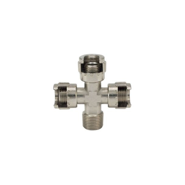 Racord in cruce cu piulita si filet conic tata 3/8" Omg 22C_3/8