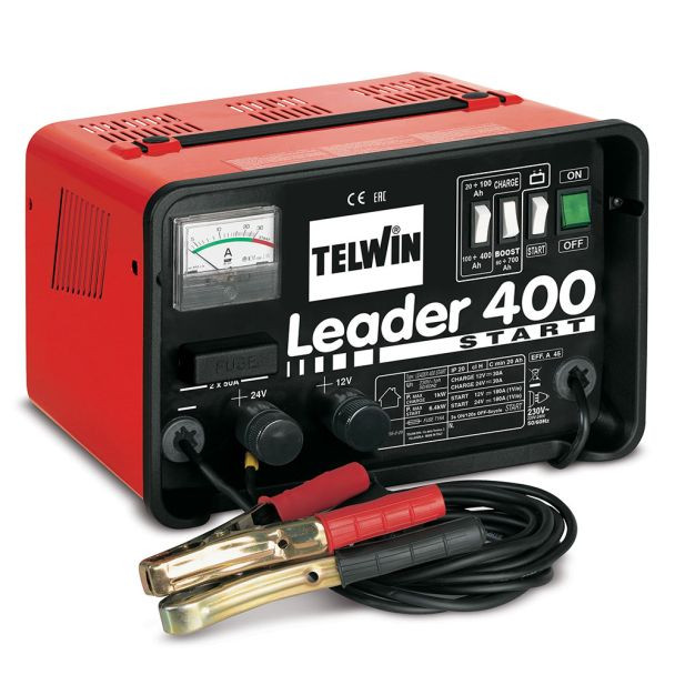 Redresor baterii si robot de pornire Telwin LEADER400START, tensiune incarcare 12/24 V, capacitate baterii Pb/START/STOP 20-700 Ah, incarcare rapida