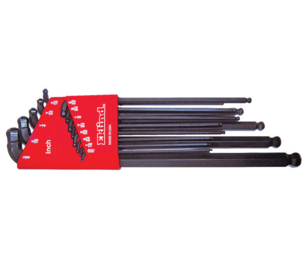 Set 13 chei locas hexagonal lungi cu doua capete sferice in suport de plastic, EKLIND DIM. 050" - 3/8"