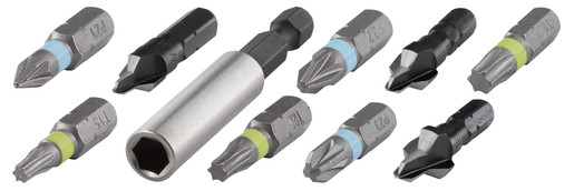 Set biti si zencuitoare Wolfcraft 2542000, D 8, 10, 12 mm, adaptor bit, cu magnet