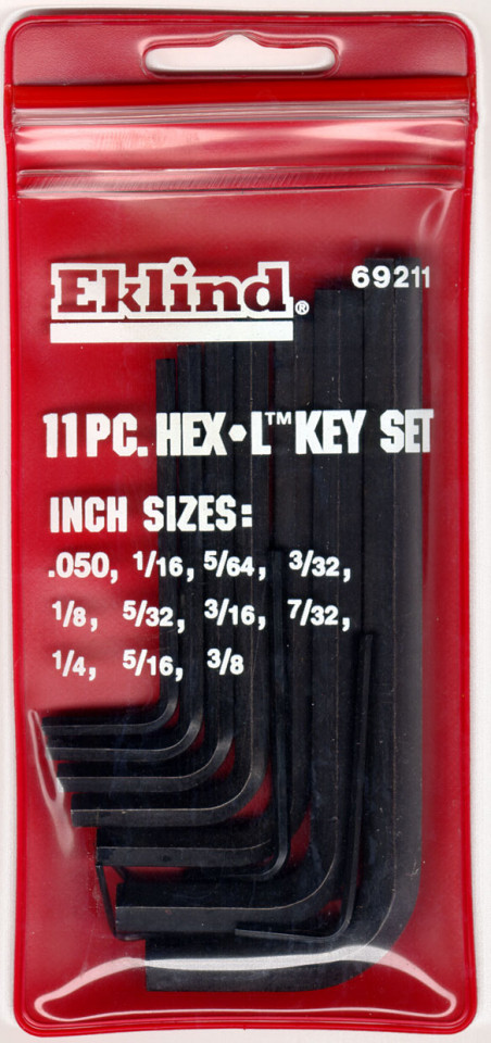 Set de 15 chei locas hexagonal in husa de plastic EKLIND 028"-3/8"