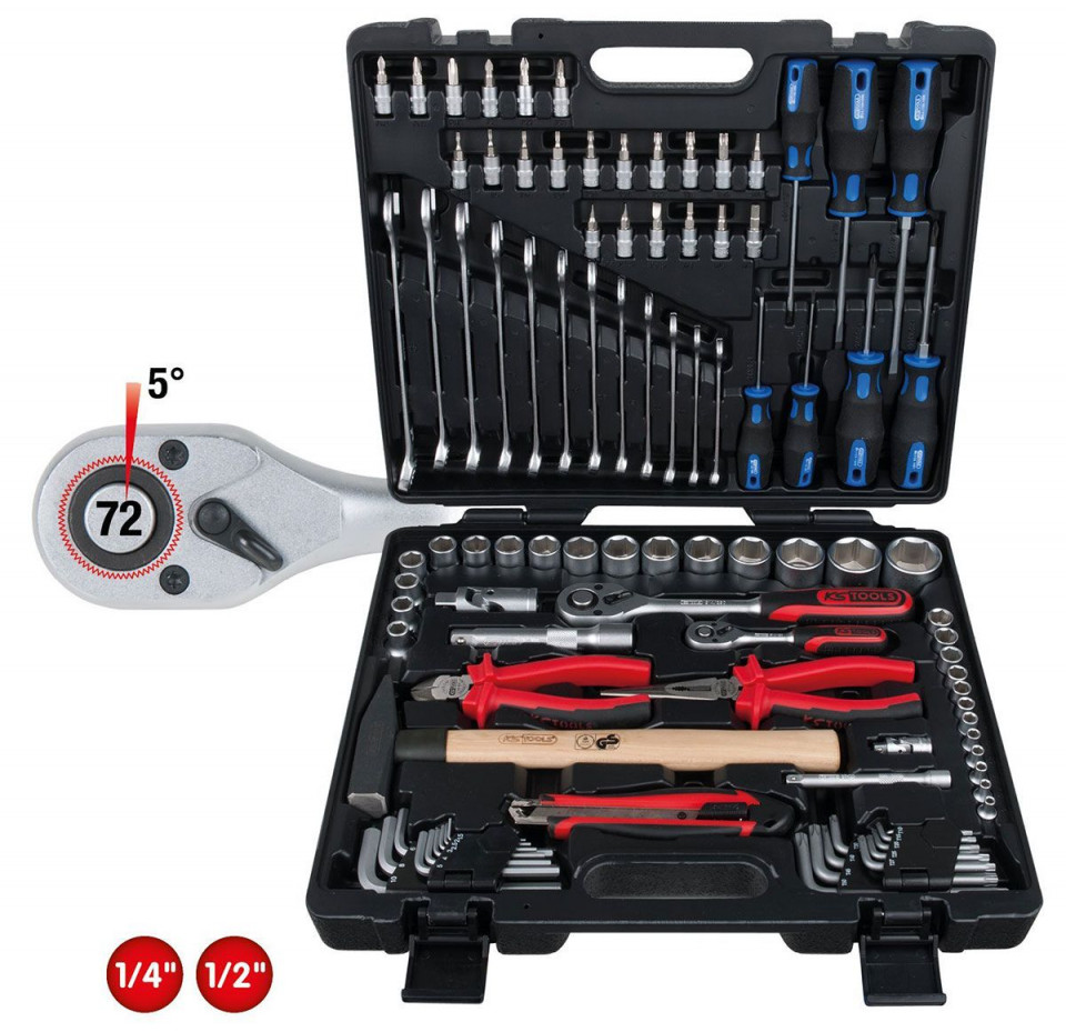 Set unelte universale 1/4"-1/2" KS TOOLS, 97 de piese