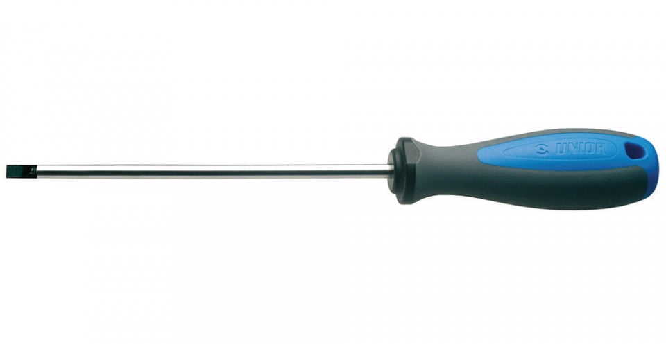 Surubelnita lata pentru electricieni maner trimaterial TBI, cromata, DIM 1.2x8.0x175