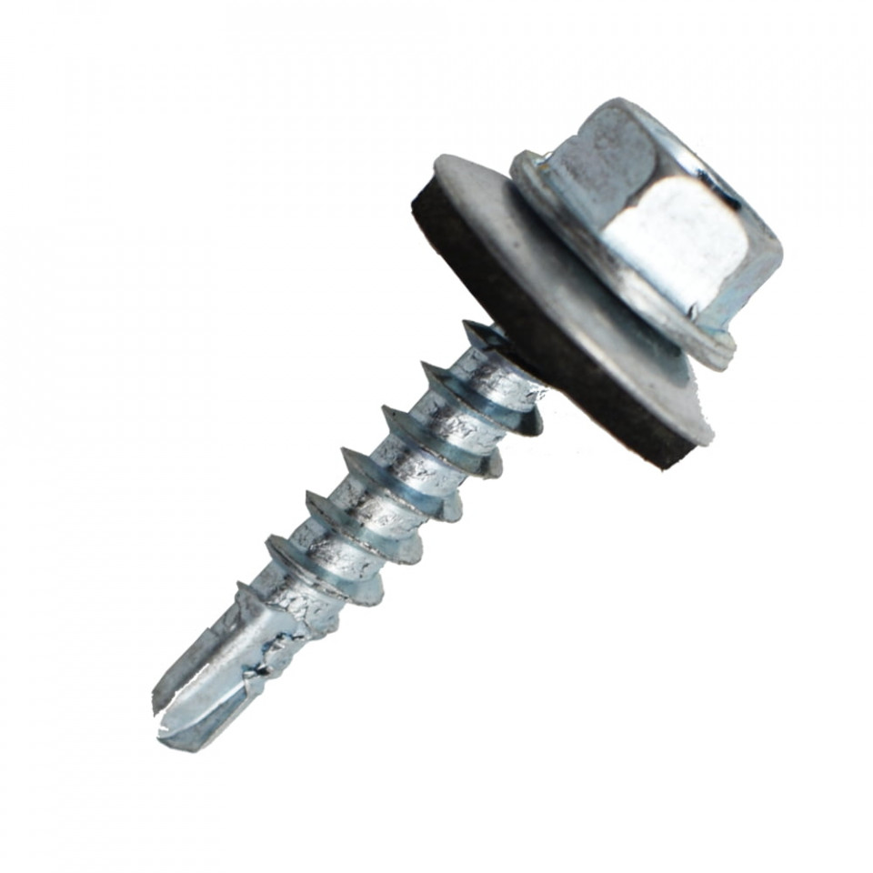 Suruburi Autoforante cu cap hexagonal, DIN 7504K, filet lemn, ZN+saiba EPDM, 4.8x25mm, 250 bucati