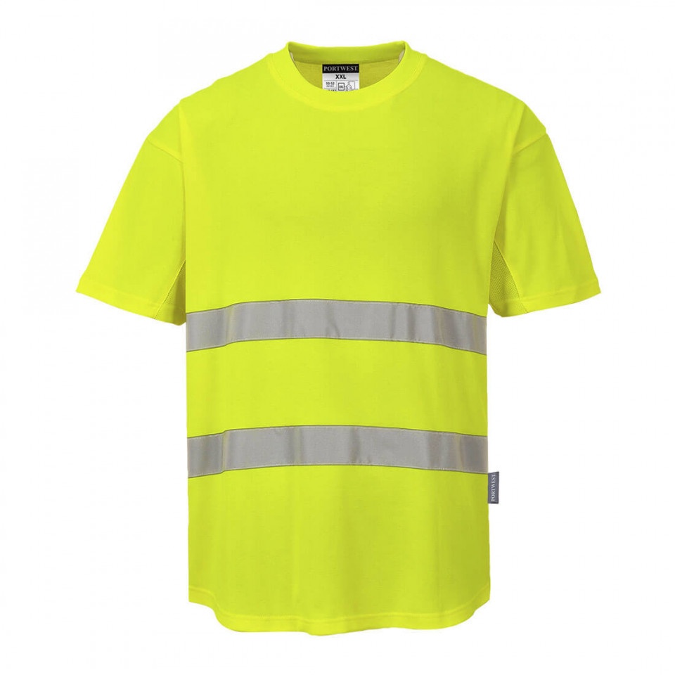 Tricou cu inserție de plasă contrastantă Hi-Vis S/S C394