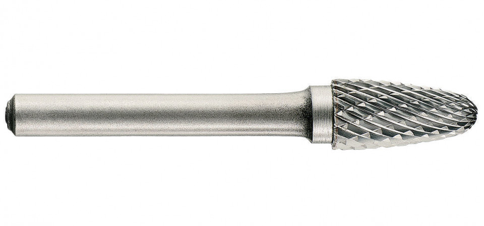 1031832 Freza din carbura de tungsten forma F - arcuita cu cap rotunjit, ascutire dubla, tip D, DIM 10