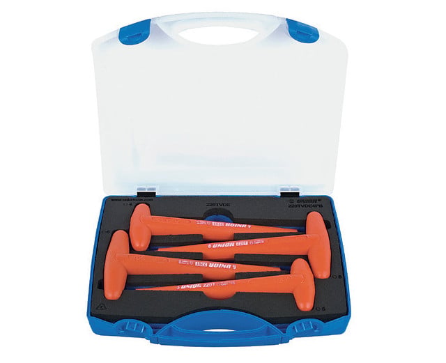 220TVDE4PB Set chei locas hexagonal T in cutie de plastic, DIM 4 - 8 / 4 piese - 621648