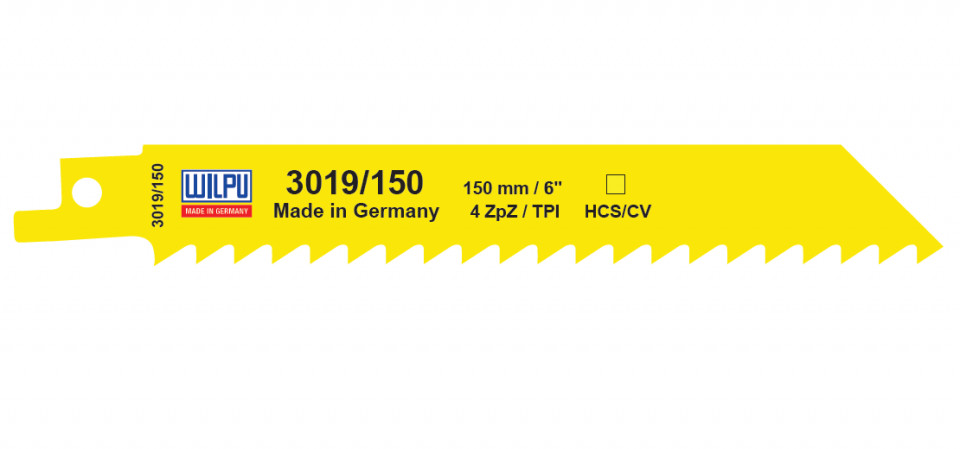 3019/150 Panza HCS/CV pentru fierastrau sabie pentru lemn / 20 bucati, DIM 150 x 19 x 1.05 mm