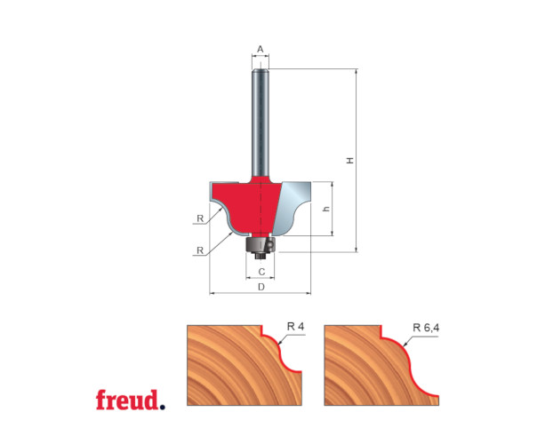 38- Freza profilata sinusoidal, cu tesire sus, cu rulment copier inferior, placata CMS, Z=2, cu coada, DIM 27 - 38-10008P