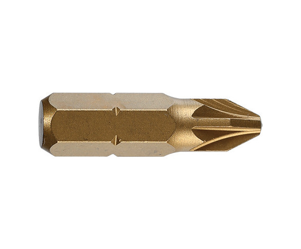 Bit TiN CVD 1/4" DIN/ISO 1173 - Forma C 6,3 - profil Pozidriv PZ 2,L 25