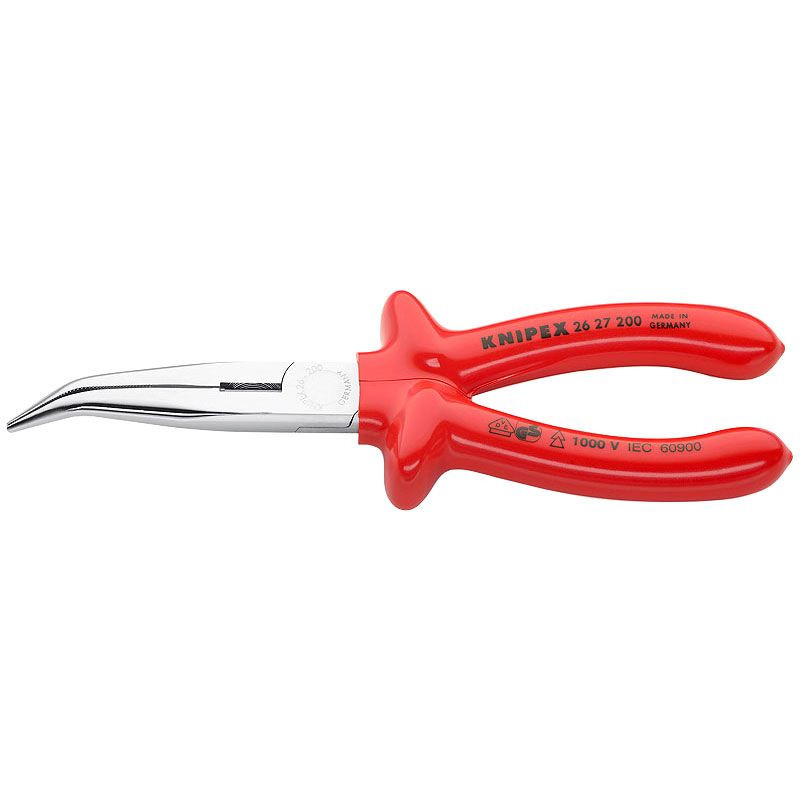 Cleste cu cioc lung indoit la 40°, manere izolate prin imersie la 1000 V, KNIPEX, 200 mm