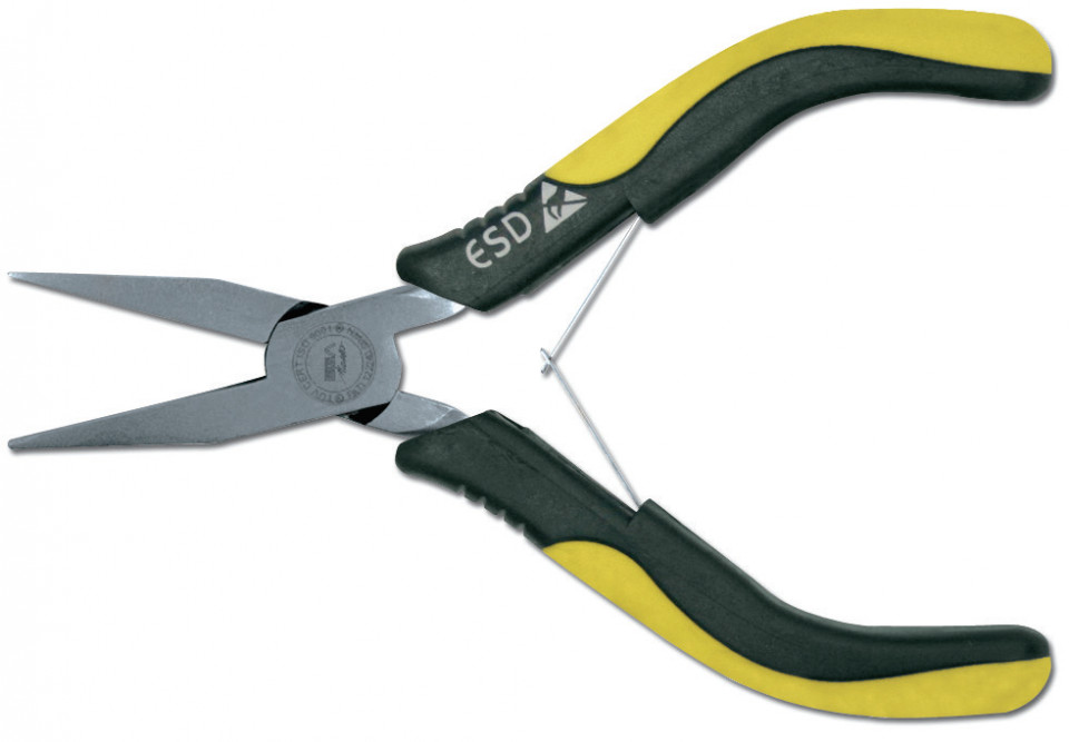 Cleste cu varfuri rotunde ESD cu maner bimaterial 130 mm