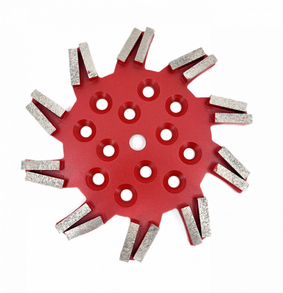 Disc stea cu segmenti diamantati pt. slefuire pardoseli - segment fin - Rosu - 250 mm - prindere 19mm - DXDY.8501.250.11.63