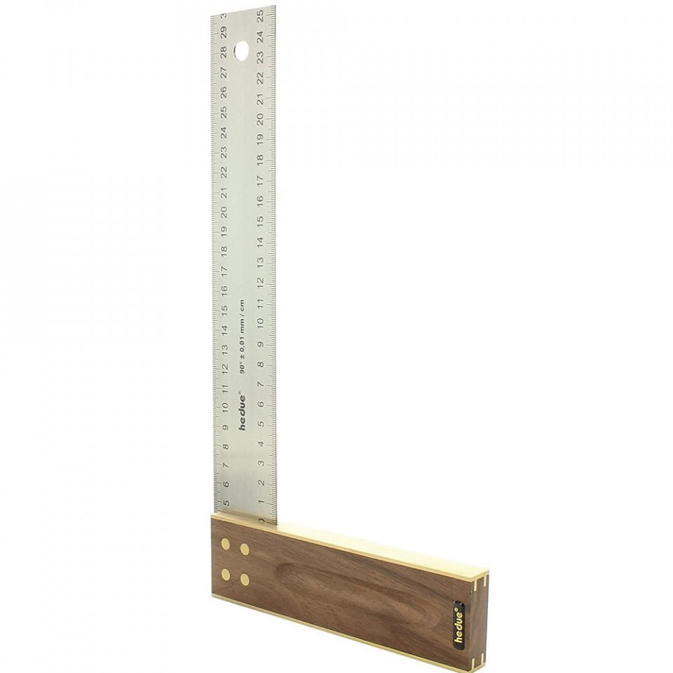 Echer tâmplar cu mâner lemn nuc 300 mm, lamă inox 35 mm