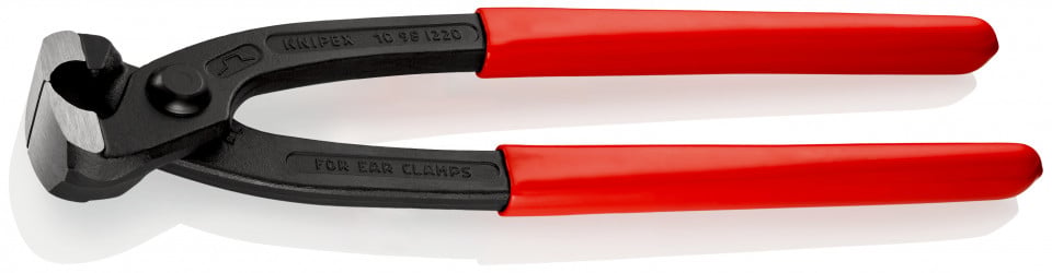 KNIPEX 10 98 I220 Cleşti pentru cleme de prindere cu urechi acoperite cu plastic vopsit negru 220 mm