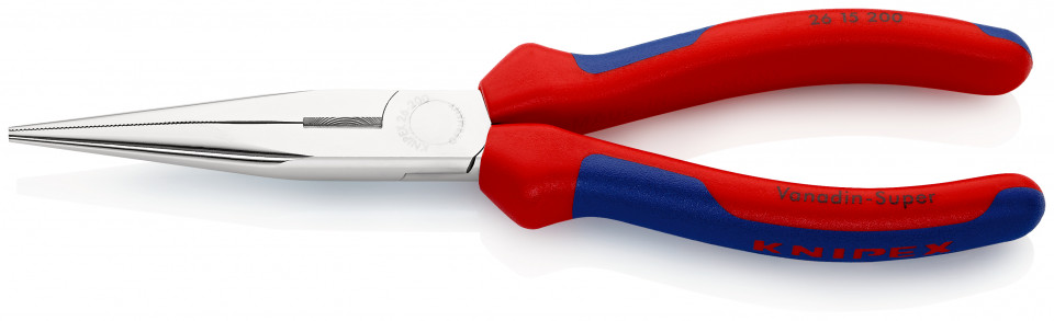 KNIPEX 26 15 200 Clește plat-rotund cu tăiș (patent cu cioc angular) cu manşoane multicomponent cromat 200 mm