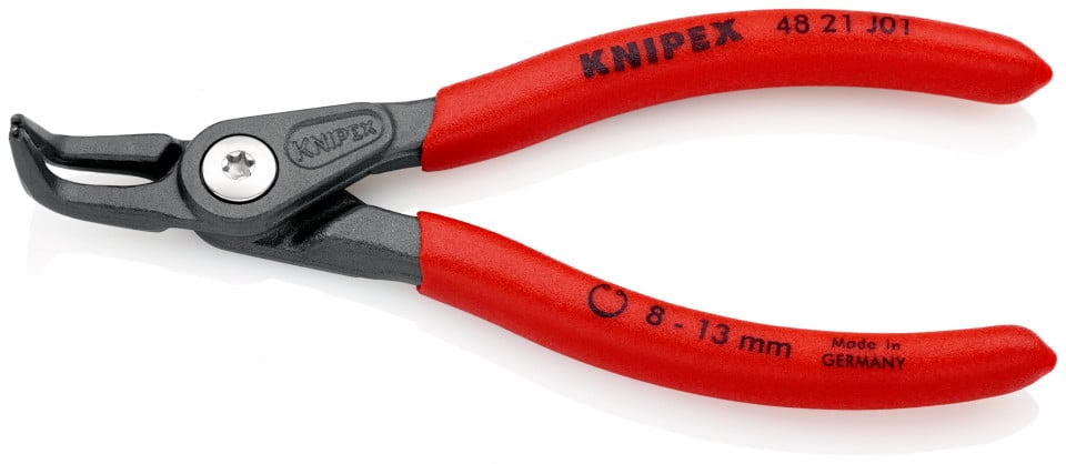 KNIPEX 48 21 J01 clește de precizie pentru inele de siguranță pentru inele interioare cu alezaje acoperit cu material plastic aderent bonderizat în culoarea gri 130 mm