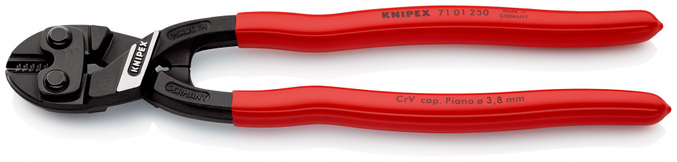 KNIPEX 71 01 250 CoBolt® XL Tăietor compact pentru bolțuri acoperite cu plastic vopsit negru 250 mm