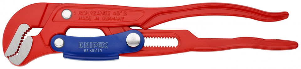 KNIPEX 83 60 010 Clește pentru țevi cu fălci încovoiate cu reglare rapidă vopsit electrostatic în roșu 330 mm