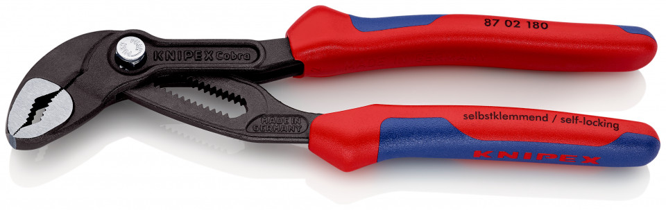 KNIPEX 87 02 180 Cobra® Clește high tech pentru pompe de apă cu manşoane multicomponent bonderizat în culoarea gri 180 mm
