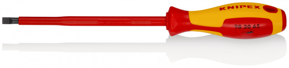 KNIPEX 98 20 65 șurubelniță pentru șuruburi cu fantă mâner izolator multicomponent, testat de VDE brunat 262 mm