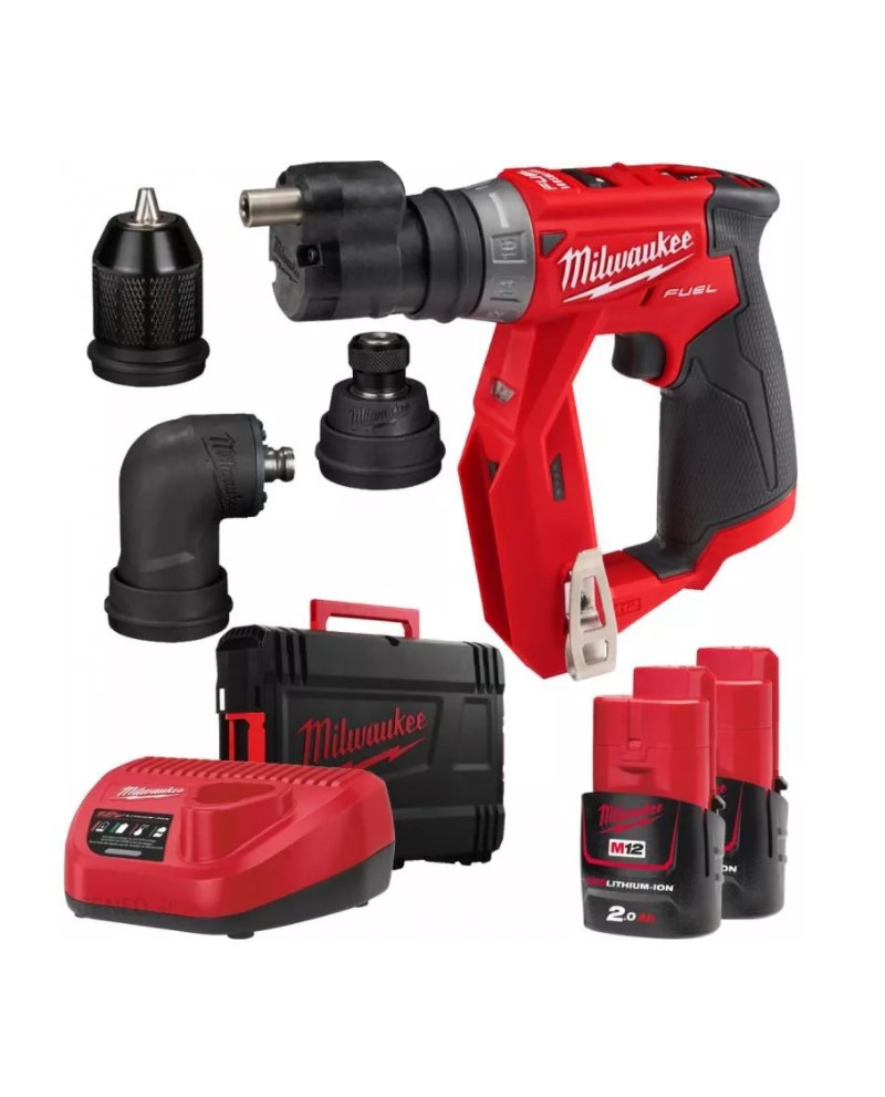 Masina de gaurit si insurubat cu accesorii interschimbabile cu acumulator Milwaukee FUEL M12 FDDXKIT-202X, livrata cu acumulator, valiza