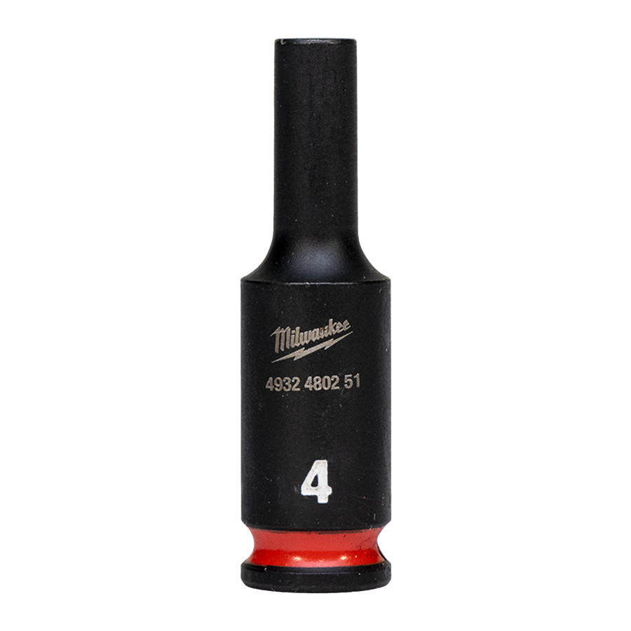 MILWAUKEE, CHEI TUBULARE DE IMPACT SHOCKWAVE™ IMPACT DUTY, 4 MM 1/4" IMPACT SOCKET DEEP - 1 PC