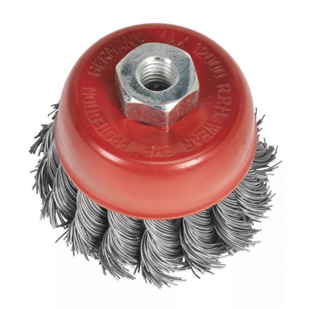 Perie de sarma tip cupa cu fir toronat, diametrul de 65 mm, M14x2, fir 0.5 mm