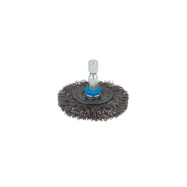 Perie tip disc cu fir ondulat Wolfcraft 2710000, D 50 mm, tija hexagonala 1/4", grosime sarma 8 mm
