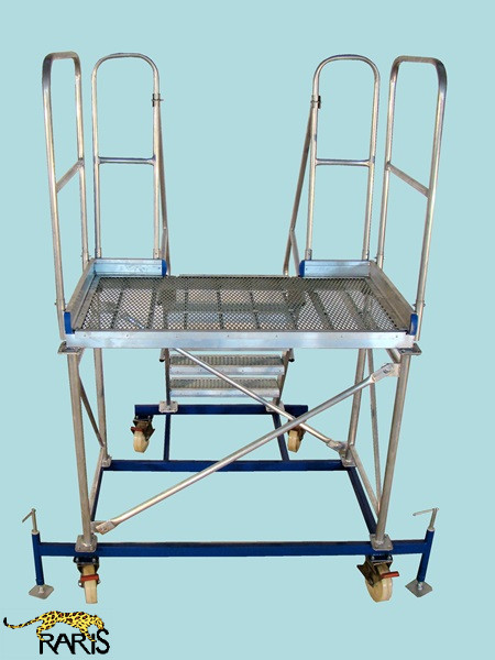 Platforma RARIS la 60°, mobila, rigidizata, baza otel, structura aluminiu, podina lata, tip PBF