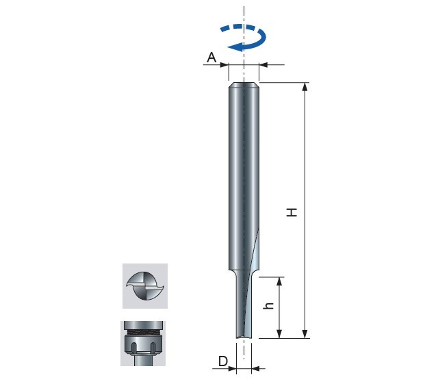 R006M- Freza din carbura solida, cu doua muchii drepte, coada 6 mm, DIM 5 - R006M07406