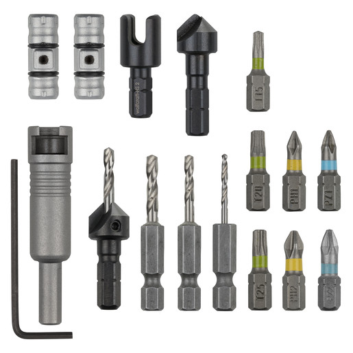 Set 16 piese gaurire insurubare FlipBit Wolfcraft, Hex 1/4"