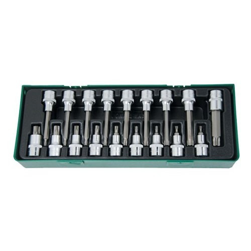 Set 18 piese cap cheie tubulara Jonnesway 1/2" Torx lungi si scurti T20-T60