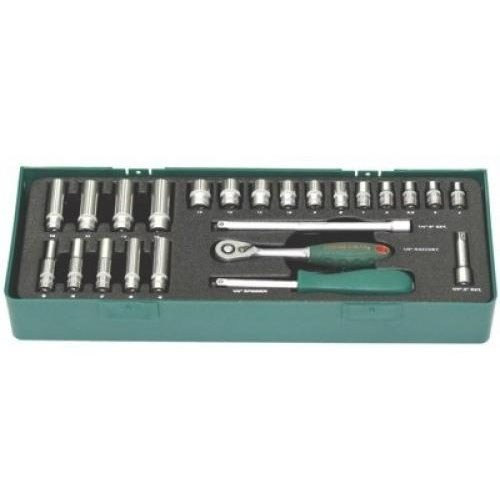 Set 25 piese Jonnesway tubulare si accesorii 1/4" 4-13 mm, cutie plastic