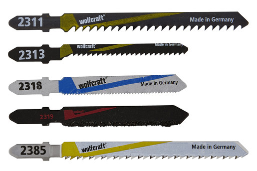 Set 5 panze panze fierastraul pendular pentru prelucrarea lemnului Wolfcraft 2688000, prindere in T, adancime taieri: 1 - 3 / 15 / 20 / 30 / 50 mm