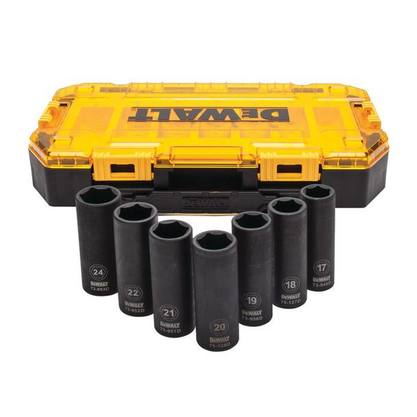 Set 7 tubulare lungi de impact Dewalt, 1/2", 17-24 mm