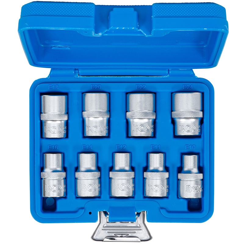 Set 9 chei tubulare 1/2", torx-negativ E10 - E24, BGS