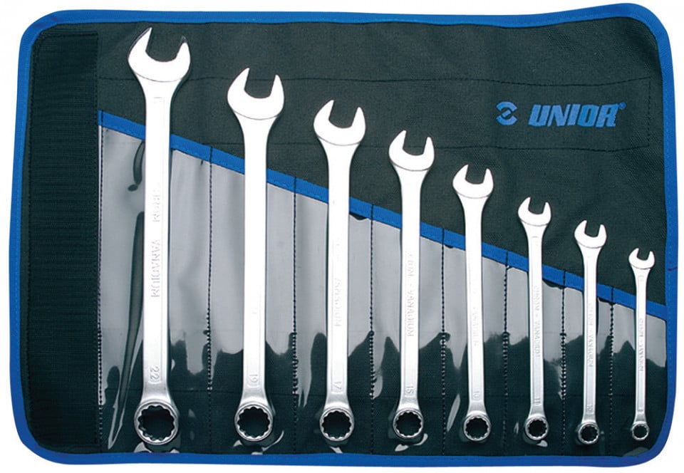 Set de 8 chei combinate Unior lungi in husa 8 - 22 mm