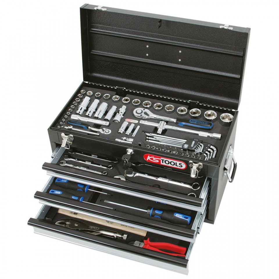 Set unelte universale, KS TOOLS CHROMEplus, 1/4"+1/2", 99 piese