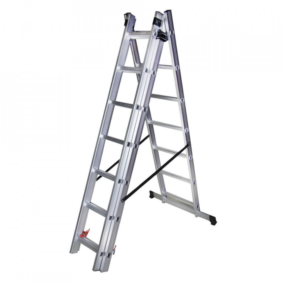 STR307 Scara tripla 7 trepte, 1.98 m aluminiu