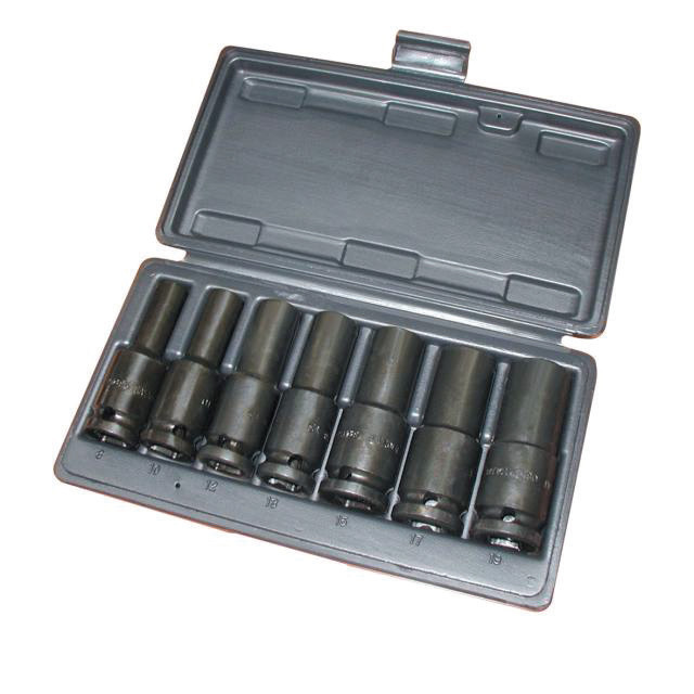 Trusa 7 piese OZAT capete tubulare de impact cu inel de retinere 1/2" 8-19 mm