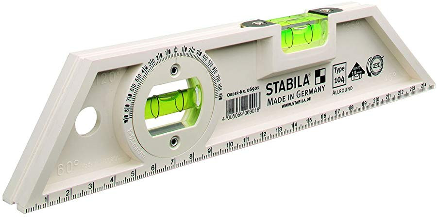 104 Allround nivela din plastic cu 2 bule si deschiderea principalelor unghiuri, 25 cm